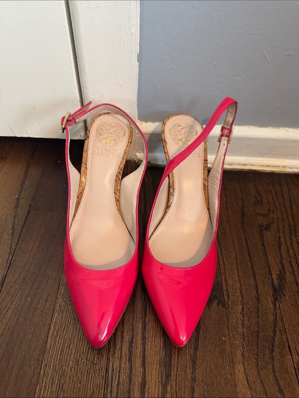 Vince Camuto Hot Pink Patent Slingback Pointed Pumps